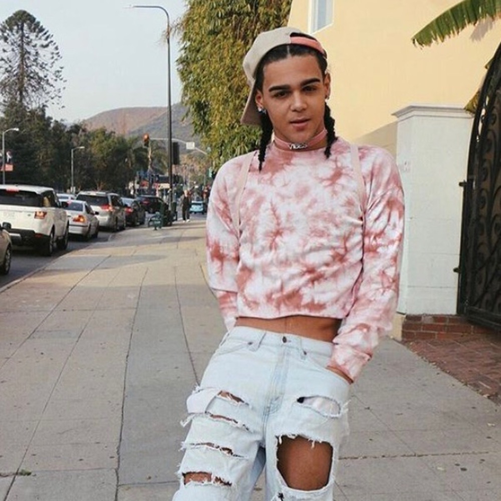 Pink acid wash crop top